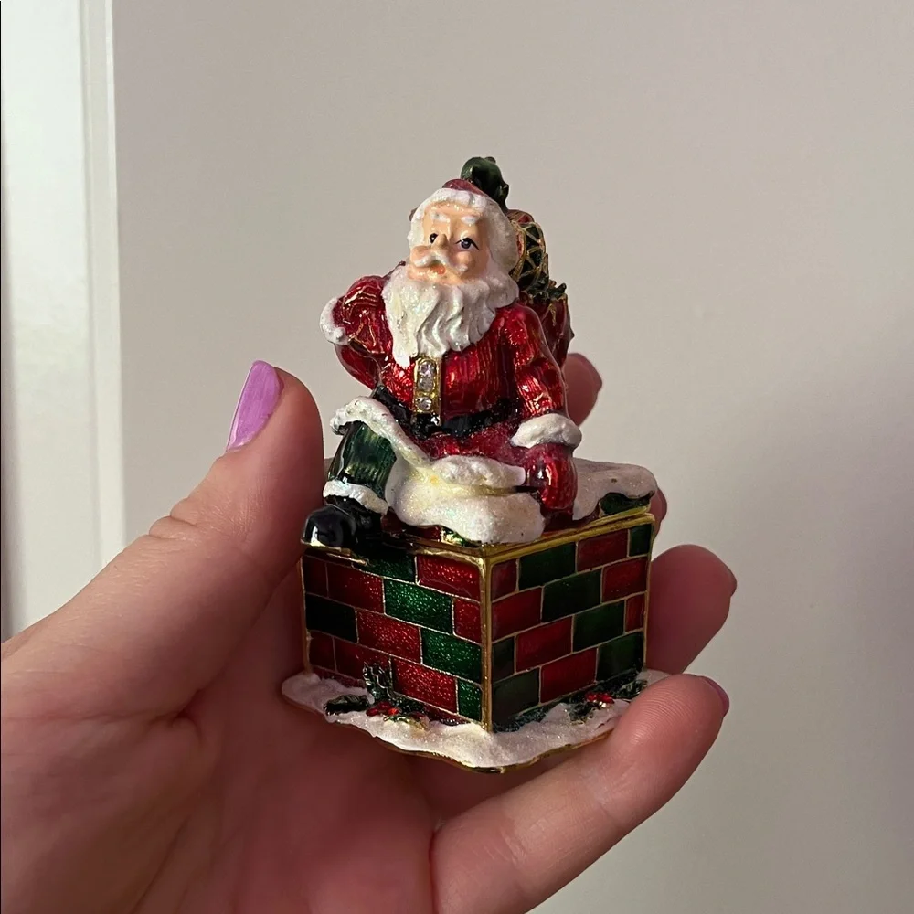 Festive Santa Trinket Box - Red and Green